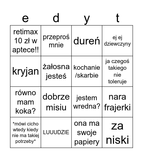 edi bingo Card