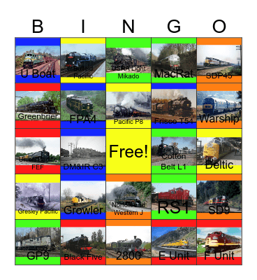 Railroads that I would like to visit with PWP besides Cinemark one day Bingo Card