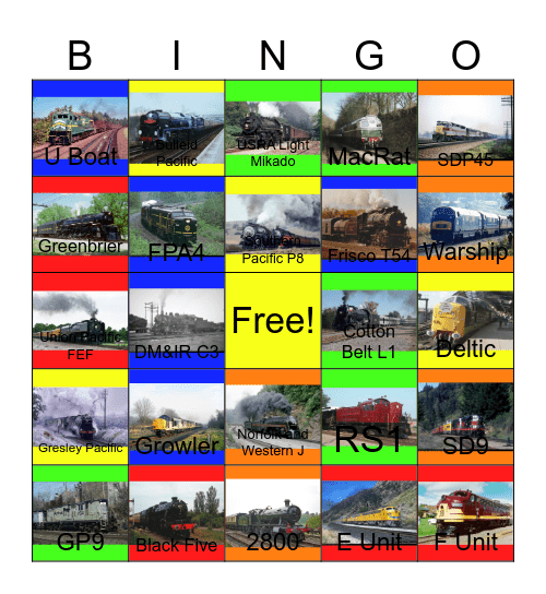 Railroads that I would like to visit with PWP besides Cinemark one day Bingo Card