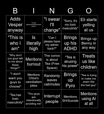 ruh roh Bingo Card
