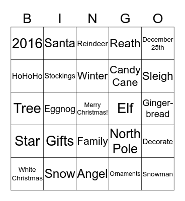 CHRISTMAS BINGO Card