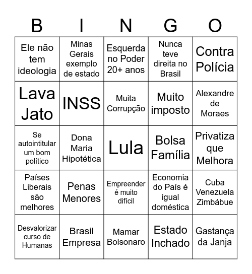 Bingo Humano Bingo Card