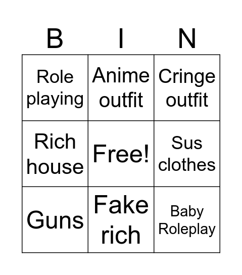 Brookhaven bingo Card