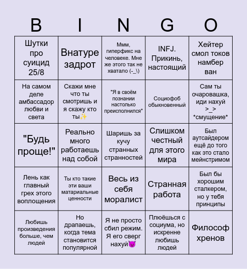 「 𝙽𝚒²⁺」、(@Just42_4) Bingo Card