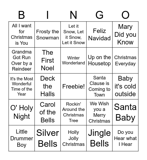 Holiday Extravaganza Bingo Card