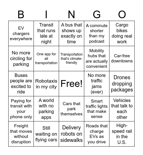 The New Year of Mobility Bingo Card