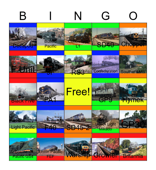 Railroads that I would like to visit with PWP besides VIP Cinemas one day Bingo Card