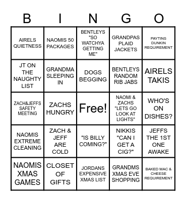 Christmas Bingo Card