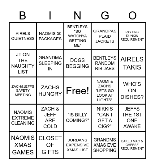 Christmas Bingo Card