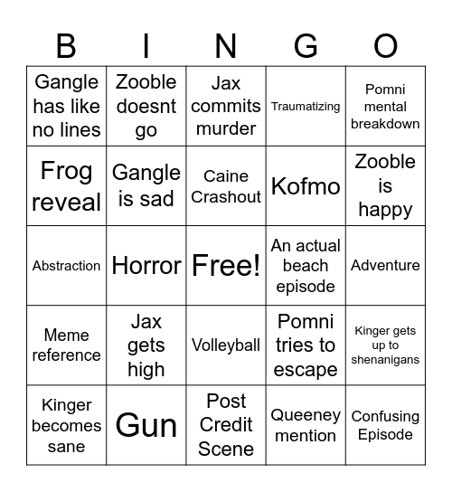 TADC Bingo Card