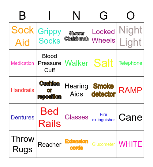 Safety Bingo Card