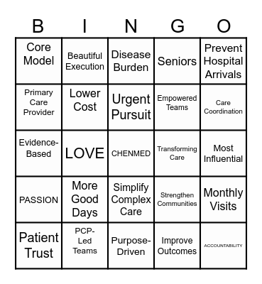 The ChenMed Way Bingo Card