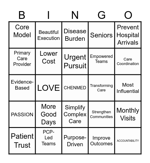 The ChenMed Way Bingo Card