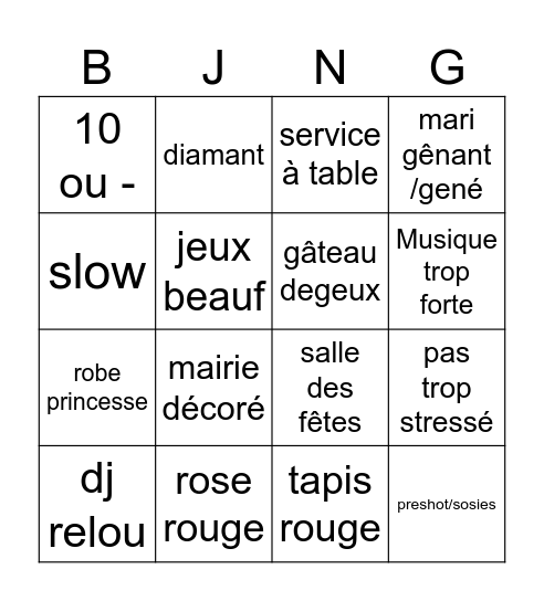Bingo sans titre Bingo Card