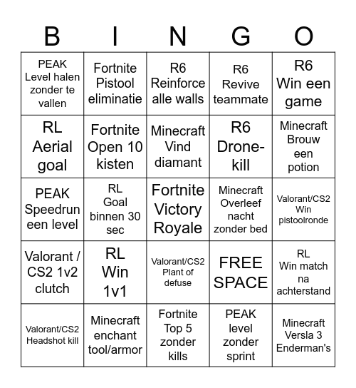 Multi game bingo Card