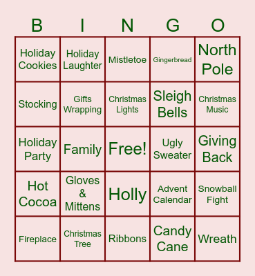 Holiday Bingo Card