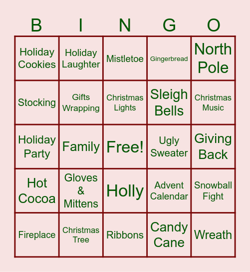 Holiday Bingo Card