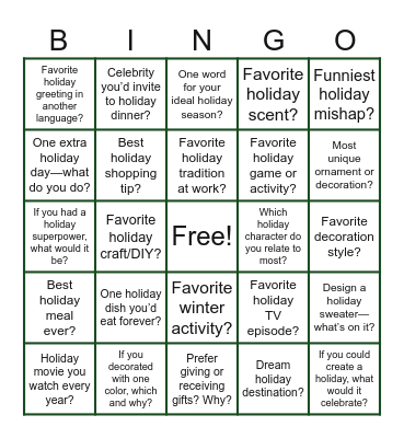Merry and Bright Bingo Card