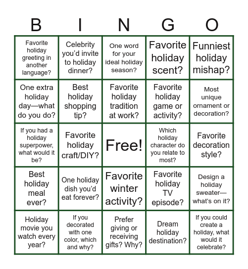 Merry and Bright Bingo Card