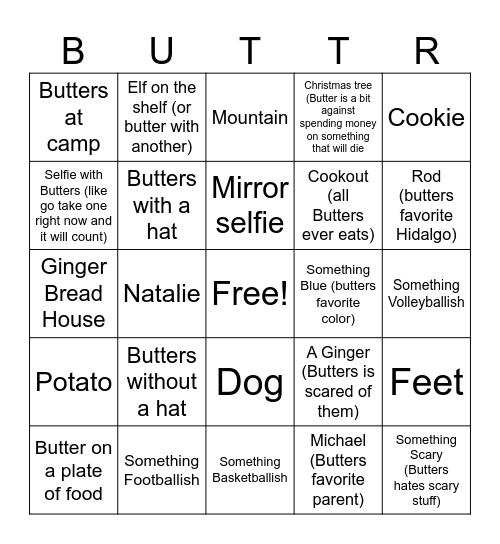Butters Big Beautiful BINGO Bonaza Bingo Card