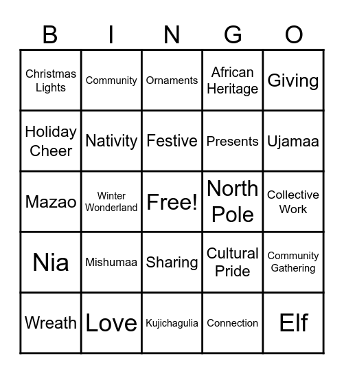 Holiday Bingo Card