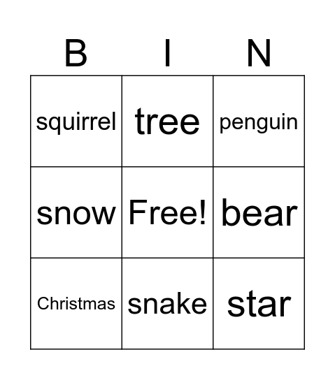 Christmas Bingo Card
