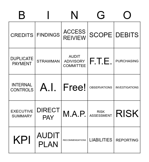 INTERNAL AUDITING Bingo Card