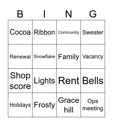 2025 SPR Holiday BINGO Card