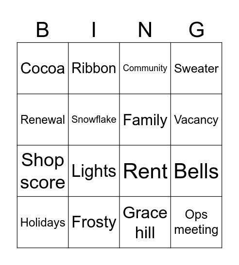 2025 SPR Holiday BINGO Card
