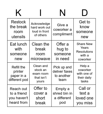 A New Year To Be Bingo Card