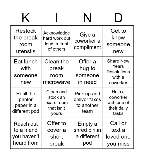 A New Year To Be Bingo Card