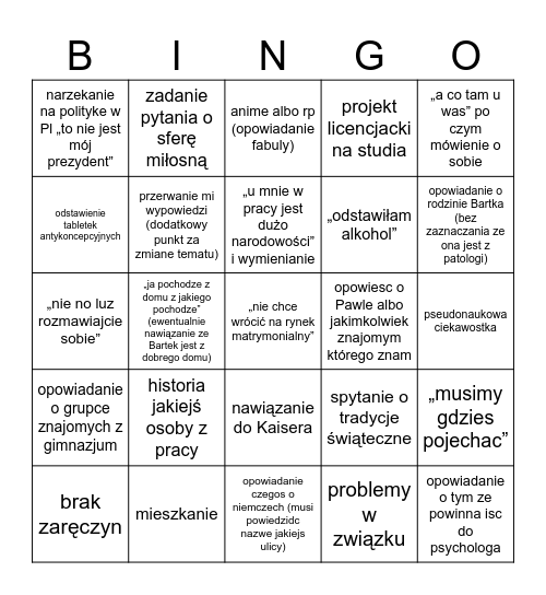 Klaudia Bingo 2 Bingo Card