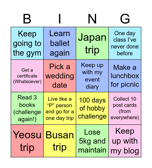 Angie’s Bingo Card
