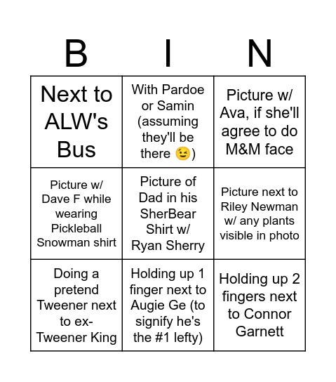 Daytona Farmer's Open Photo Bingo Card