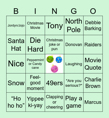 Christmas Day Bingo Card