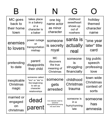 Bad Chrimby Movies Bingo Card