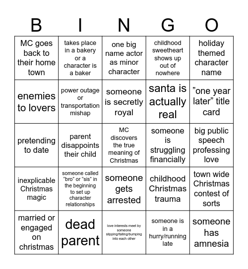 Bad Chrimby Movies Bingo Card