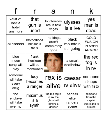 fallout tv show season 2 Bingo Card
