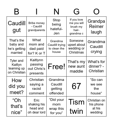 Caudill Bingo Card