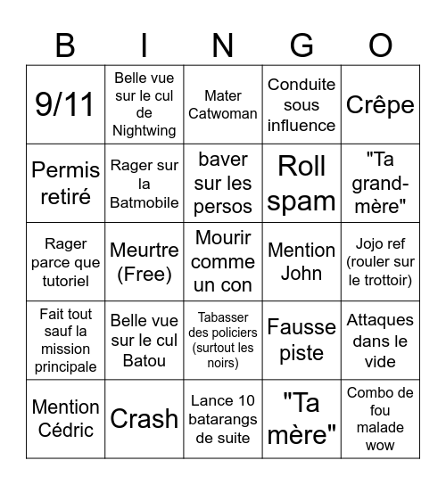 Bat-toutou Bingo Card
