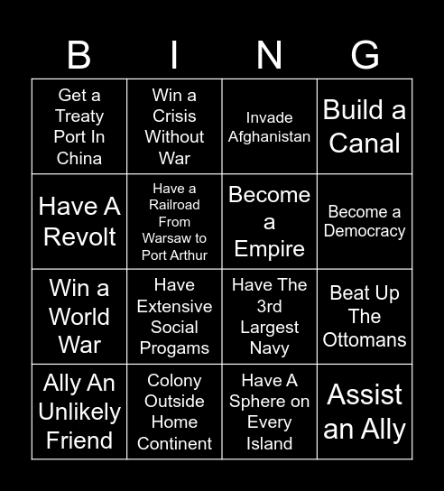 Merchant Republic of Russia {Vic II} Bingo Card