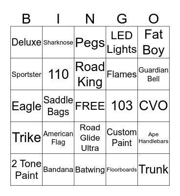 Biker Bingo Card
