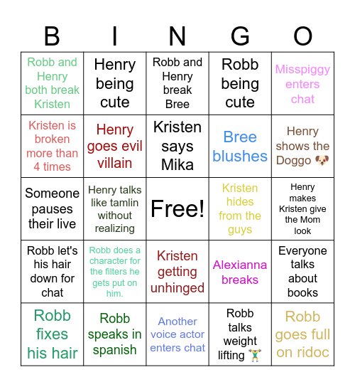 Kristen's  Bingo chaos Bingo Card