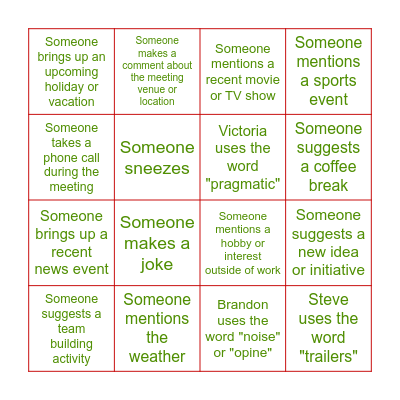 Holiday Bingo Card