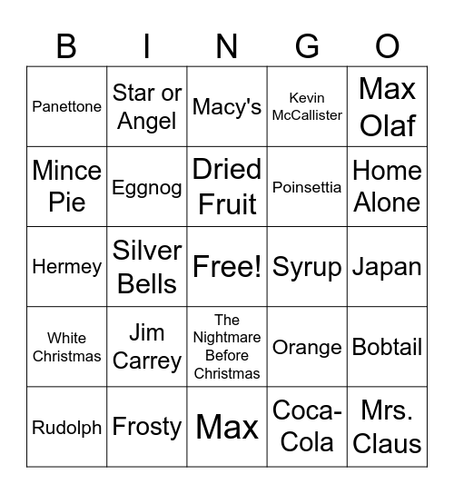 Christmas Bingo Card
