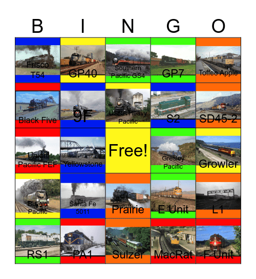 Railroads that I would like to visit with PWP besides Valley Falls Mini Golf one day Bingo Card