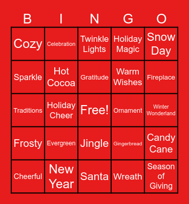 OAM Holiday Bingo Card