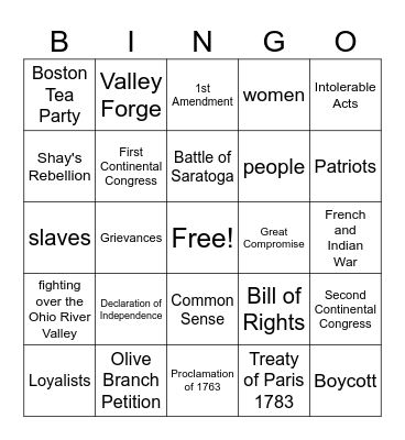 Quarter 2 BINGO Review Bingo Card