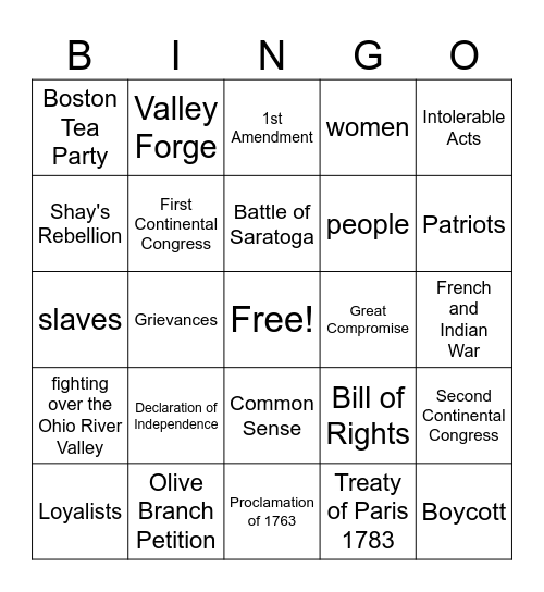 Quarter 2 BINGO Review Bingo Card