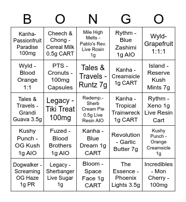 STIIIZY BONGO Bingo Card